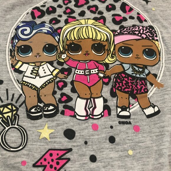 Girl’s LOL Surprise Cute Dolls Group Shot T-Shirt Grey size XL - Picture 2 of 2